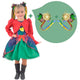 Girls' Junina Party Dress In Green Checkered Tulle with bolero + 2 Hair Bow