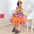 Girl’s Junina Party Dress in Orange Neon Plaid Tulle - Dress