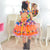 Girl’s Junina Party Dress in Orange Neon Plaid Tulle - Dress