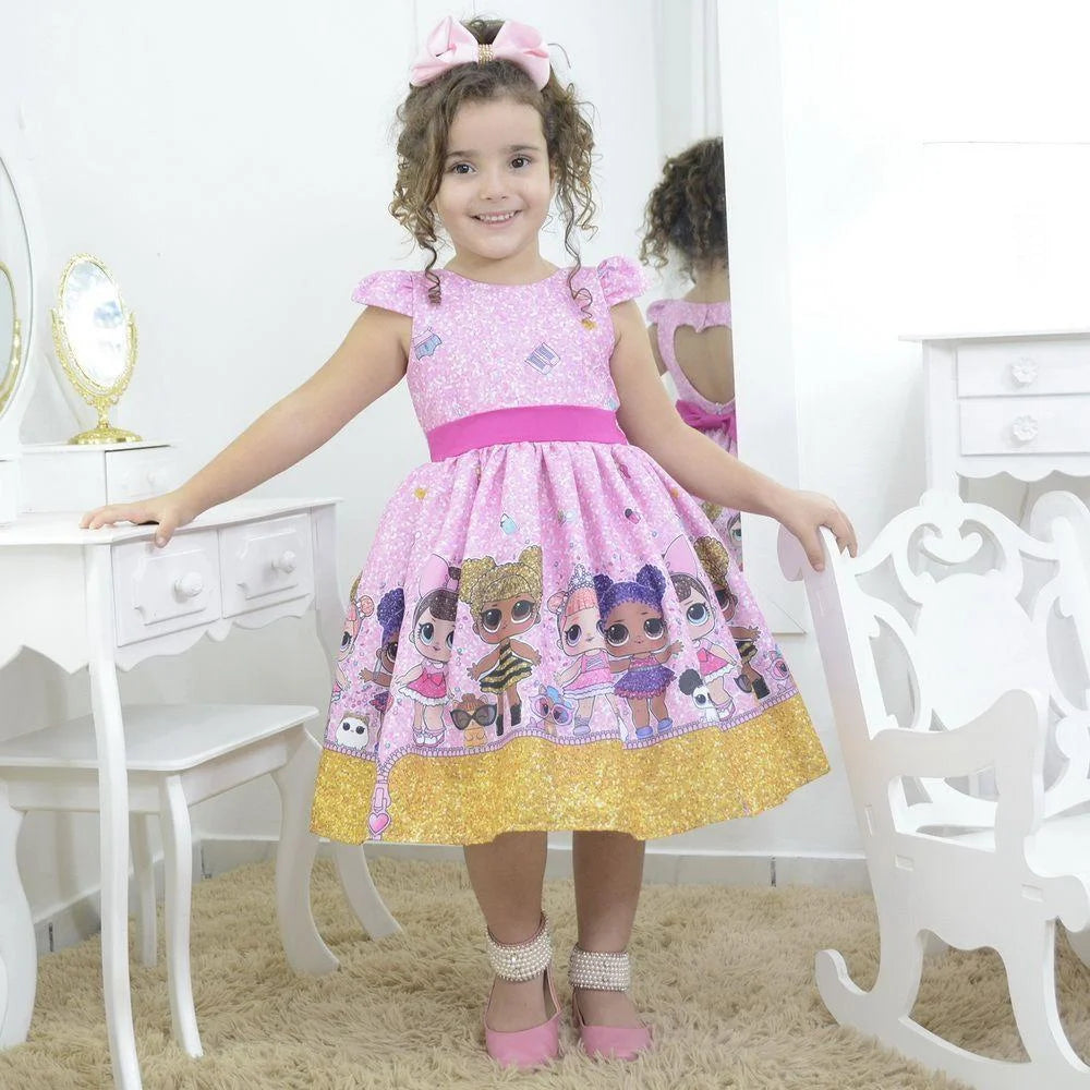 Girl's Lol surprise glitter confetti dress pink, birthday party 10 US numeric