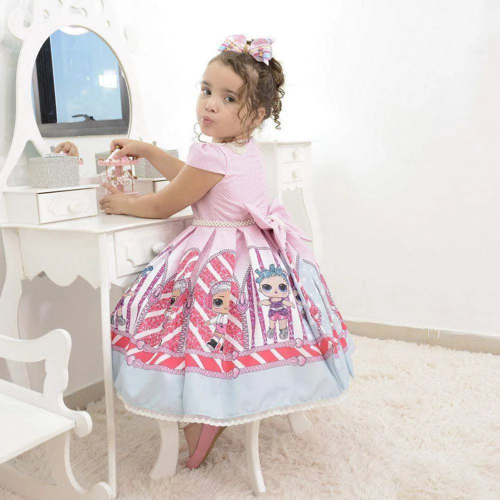 Girl's Pink Lol Surprise Dress with Pearl Embroidery, Birthday Party 18-24 Months US Numeric