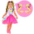 Girl’s Quadrilha Junina Party Dress in Pink Tulle + 2 Hair Bow - Dress