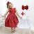 Girls’ red burgundy party dress + Hair Bow + Girl Petticoat Clothing Birthday - Dress