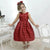 Girls’ red burgundy party dress + Hair Bow + Girl Petticoat Clothing Birthday - Dress