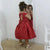 Girl’s red dress with pearl embroidery + Hair Bow + Girl Petticoat Birthday Baby Girl - Dress