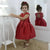 Girl’s red dress with pearl embroidery + Hair Bow + Girl Petticoat Birthday Baby Girl - Dress