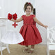 Vestido de niña rojo con bordado de perlas + Lazo para el pelo + Enagua niña, Cumpleaños Bebe Niña