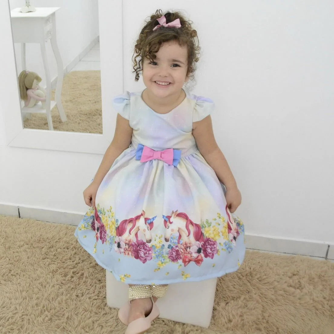 Girl's unicorn dress, birthday party 4T US numeric