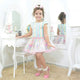 Girl's unicorn dress with pink tulle on the skirt, birthday party