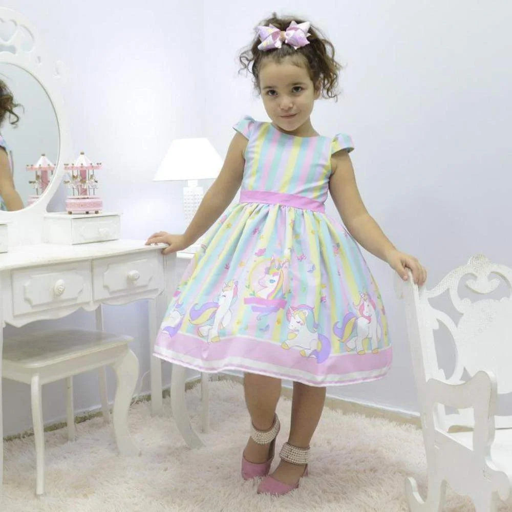 open lace back dress Girl's Unicorn Royalty Dress, Birthday Party 10 US Numeric