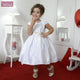Girl's white dress with pearl embroidery and rhinestones, formal party