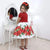 Girl's white dress with red roses and bolero, formal party-Moderna Meninas