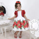 Girl's white dress with red roses and bolero, formal party