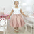 Girl’s white with dry rose dress with embroidery on the waist formal party - Dress