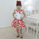 Vestido de niña blanco floral con rosas rojas, fiesta infantil