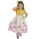 Golden Children's Dress With Luxurious Floral Skirt