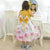 Golden Children’s Dress With Luxurious Floral Skirt - Dress