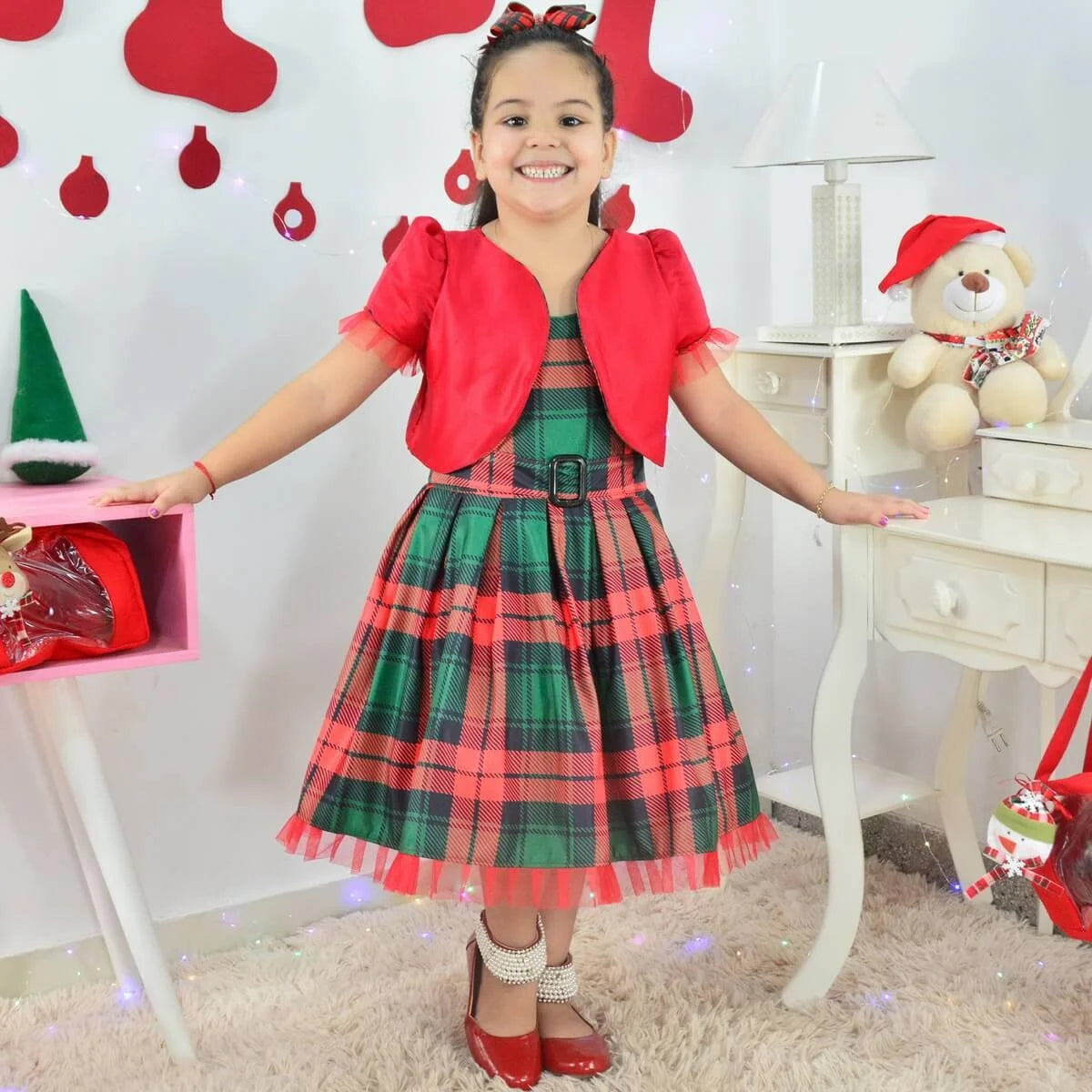 white christmas dresses Girls: In Your Happy Place Red Tartan Plaid Dress – Shop the Mint
