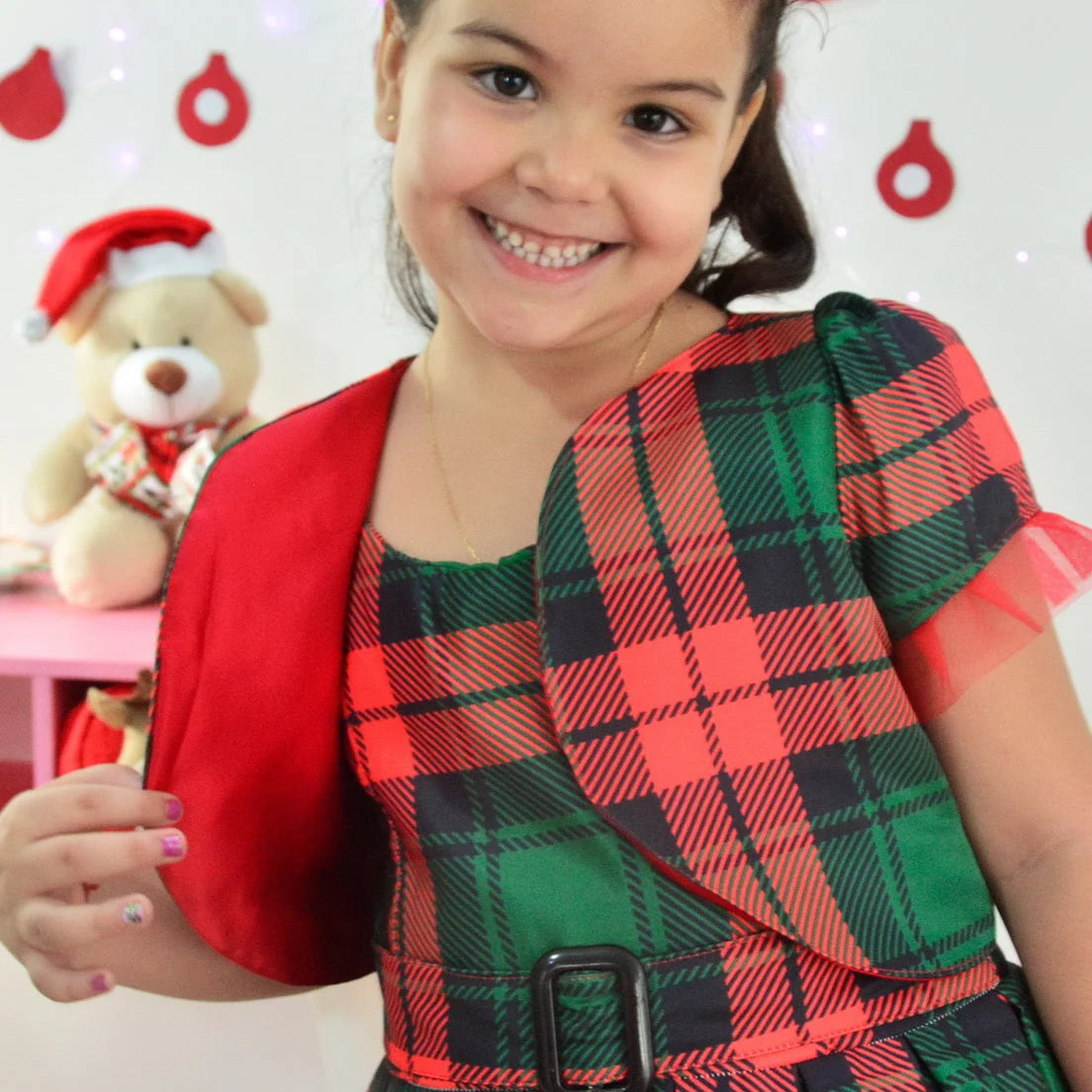 Kids plaid dress with bolero: Red and green for Christmas 3T US numeric