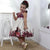 Kit Children’s Floral Wine Dress + Hair Bow + Girl Petticoat Clothes Birthday Party - Dress