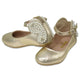 Leather girls shoes with pearls application - Butterfly shape - Gold-Old Color