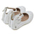 Leather girls shoes with pearls application - Butterfly shape - White Color - Shoes