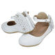 Leather girls shoes with pearls application - Butterfly shape - White Color