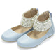 Zapatos niña piel con aplicación perlas - color azul