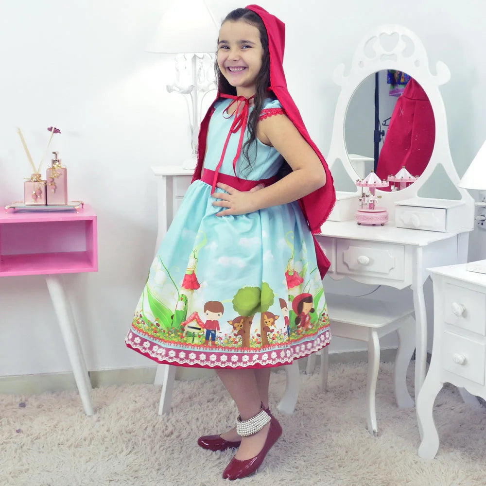 Vestido y capa de Caperucita Roja de superlujo para niños pequeños,  perfecto para fiestas temáticas y cumpleaños – Moderna Meninas