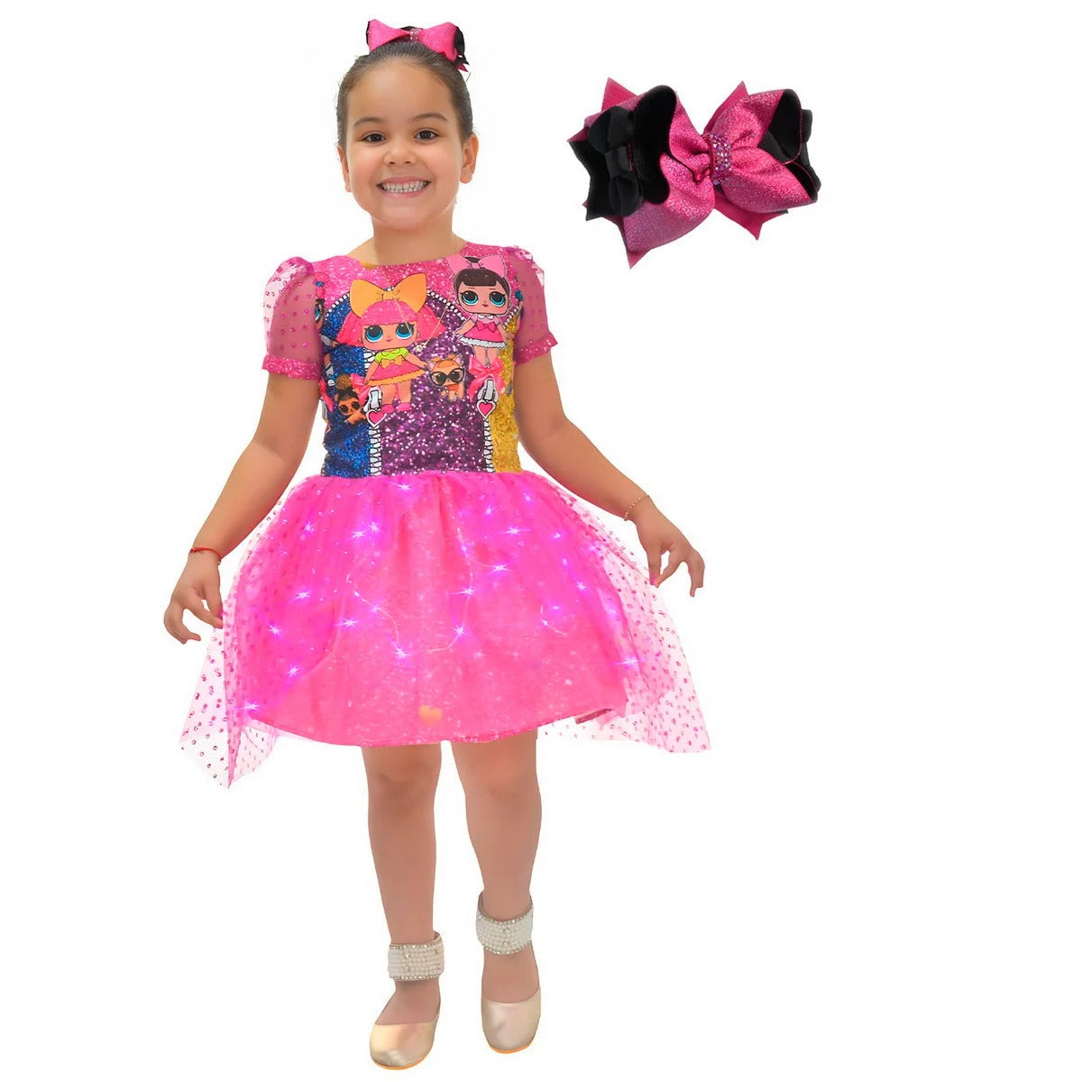 LOL Surprise Dress with LED Lights + Hair Bow 2T US numeric