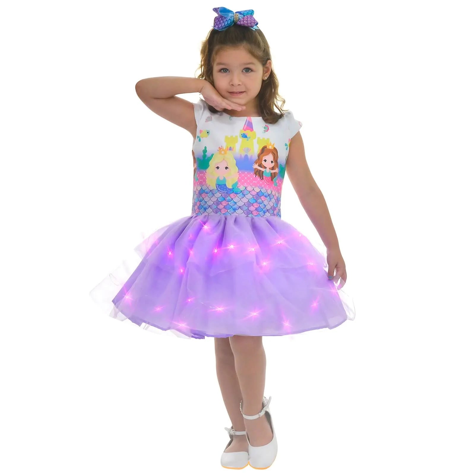 Mermaid Dress with LED Lights: Shine like a Sea Princess! Moderna Meninas Mermaid Dress with LED Lights: Shine like a Sea Princess! Moderna Meninas