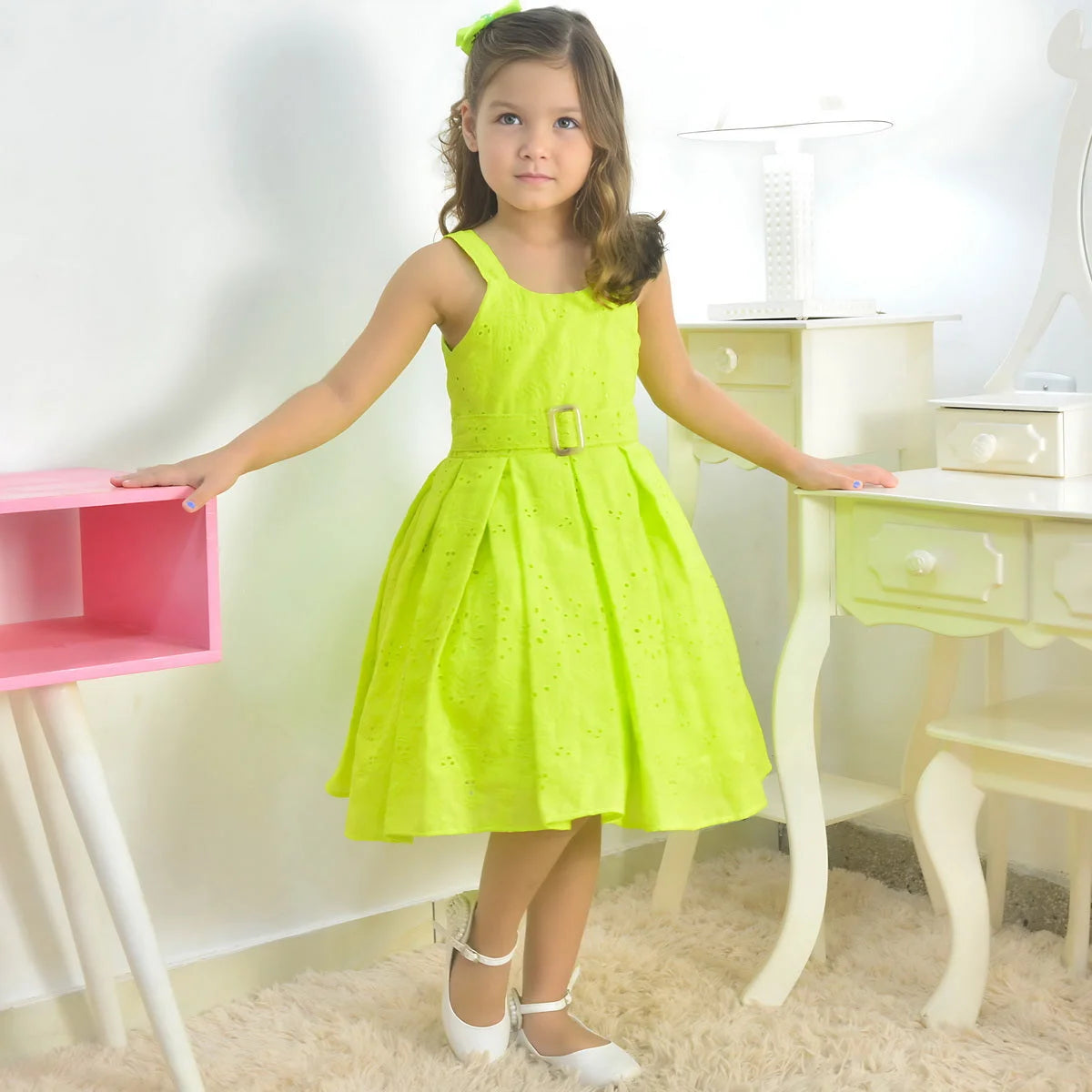 Neon Green Dress Laise Baby to 10 years old