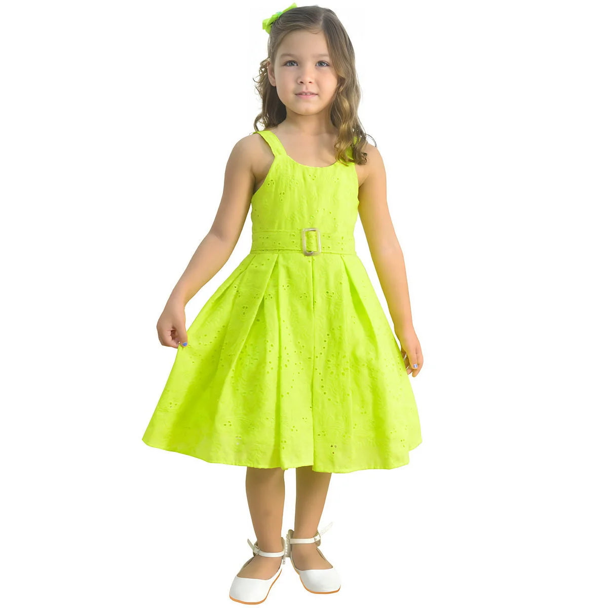 Girls' Neon Lime Green Silver Polka Dot on sale Special Occasion Sleeveless Dress