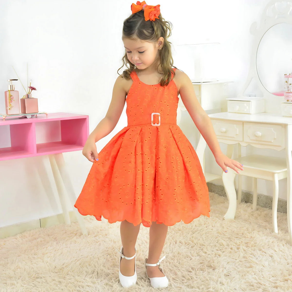 Neon Orange Girl Dress Laise: Baby to 10 Years Old 8 US Numeric Neon Orange Girl Dress Laise: Baby to 10 Years Old 8 US Numeric