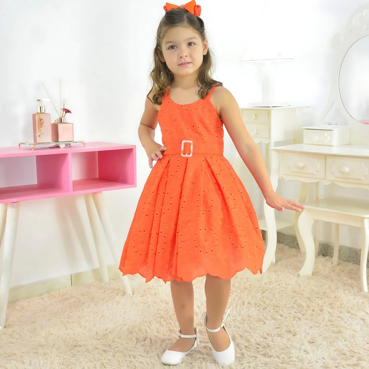 strapless open back dress Neon Orange Girl Dress Laise: Baby to 10 Years Old 8 US Numeric
