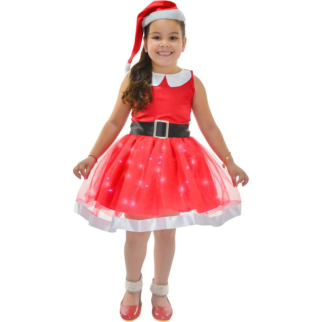 Noel Kids Dress with LED Light + Christmas Hat 7 US Numeric