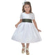 Olive Green Children's White Dress Details Wedding, Graduation and Christening