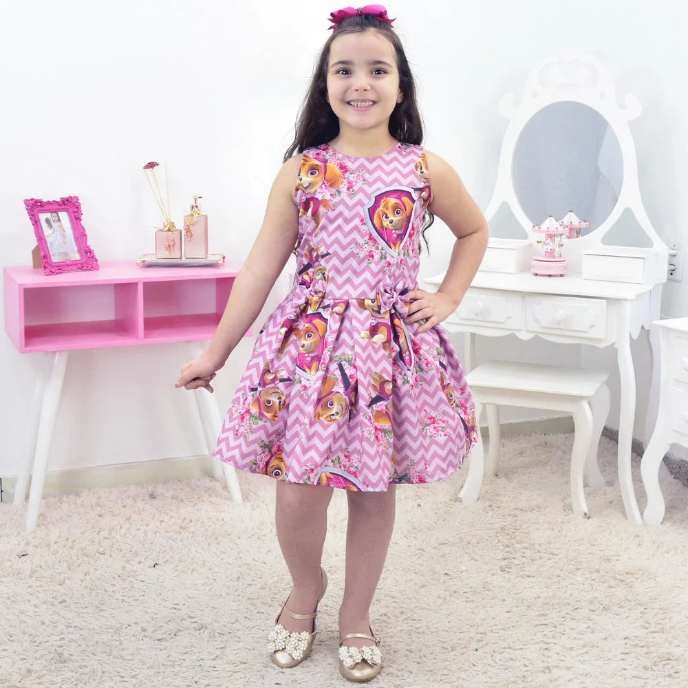 Vestido Skye Paw Patrol Vestido Corto de Fiesta Infantil para Ninas Moderna Meninas