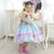 Pink and Blue Baby Girl Dress for Rural and Festive Occasions + 2 Hair Bow - Dress