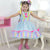 Pink and Blue Baby Girl Dress for Rural and Festive Occasions + 2 Hair Bow - Dress