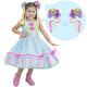 Pink and Blue Baby Girl Dress for Rural and Festive Occasions + 2 Hair Bow