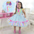 Pink and Blue Baby Girl Dress for Rural and Festive Occasions + Hair Bow - Dress