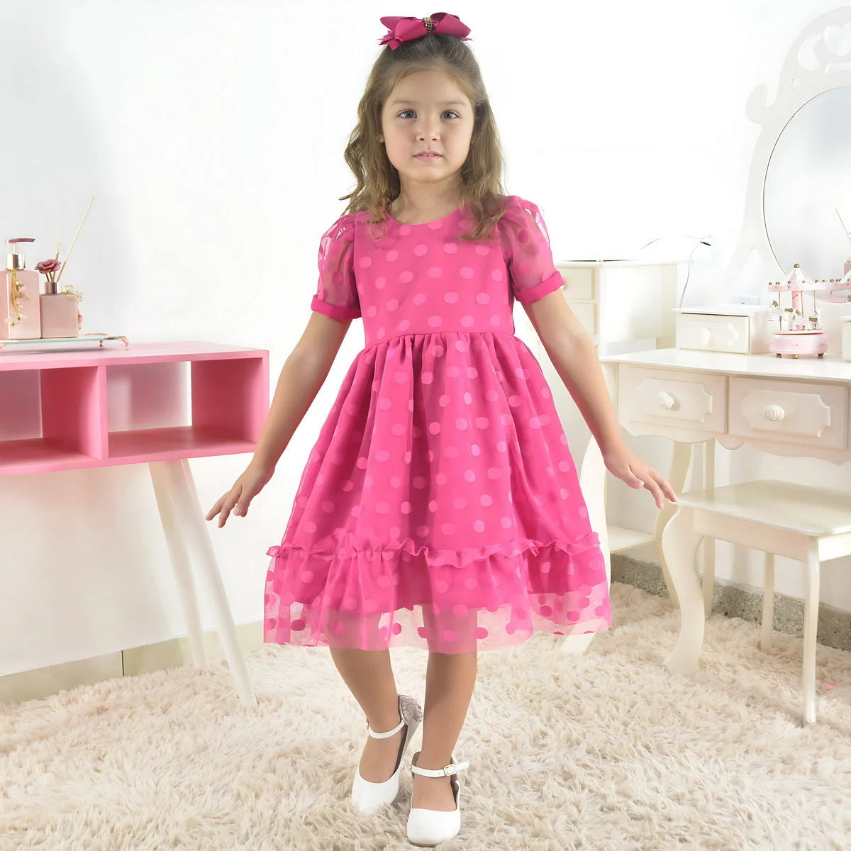 Pink Children's Tulle Poá Dress