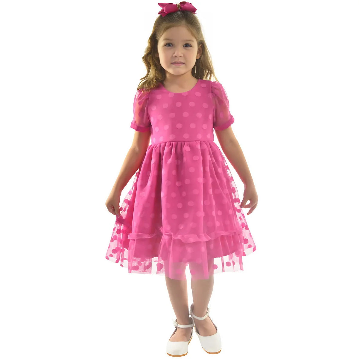 pink dress christening Pink Children's Tulle Poá Dress