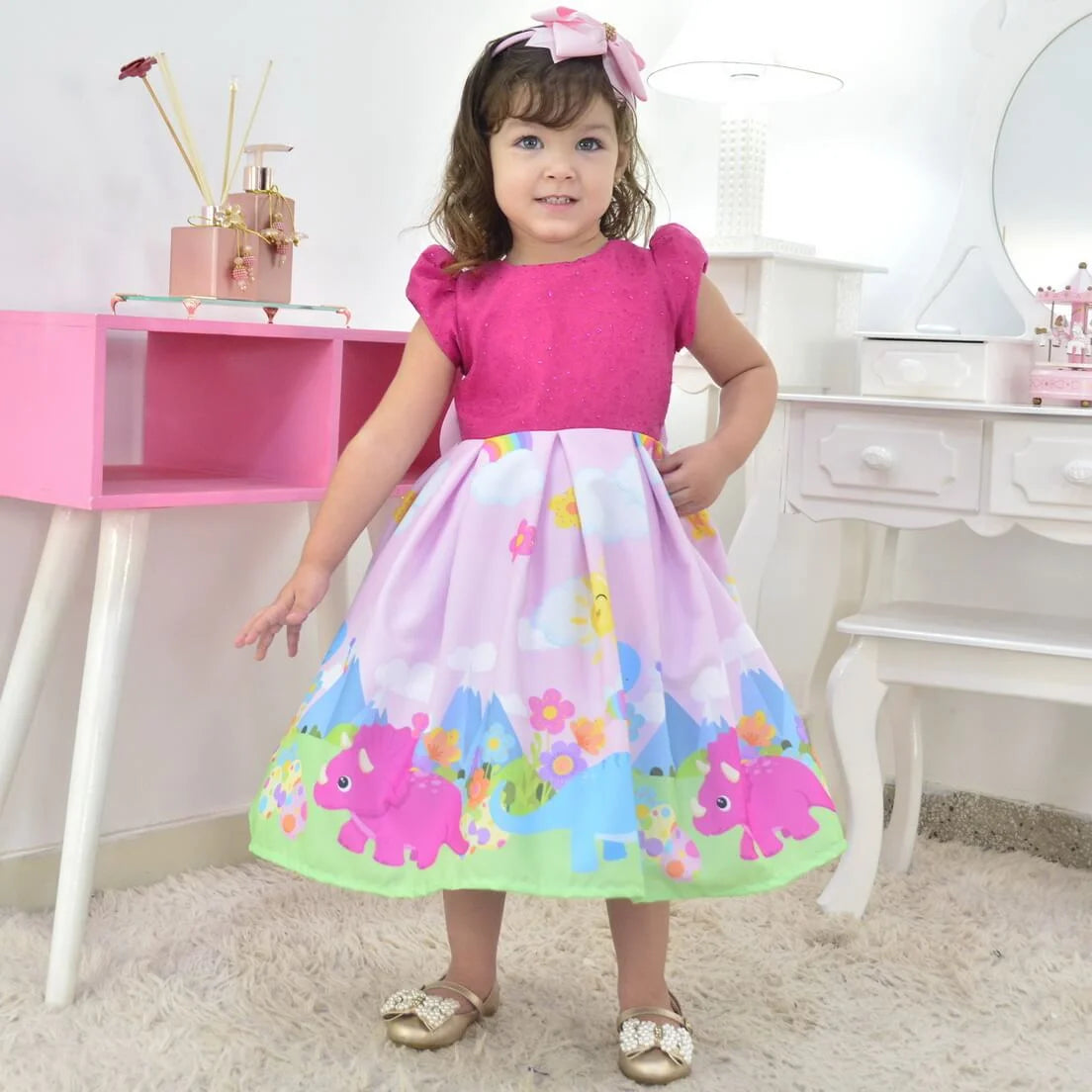 dinosaur princess dress Girls Pink Princess deluxe/ dino/ cute dinosaur tutu/ party dress/ toddler/ Birthday ballgown style dress