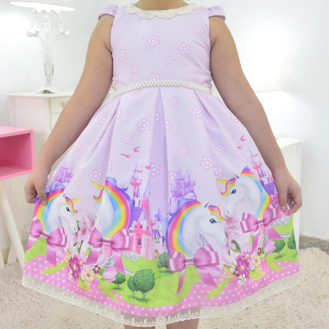 Pink Unicorn Dress, Birthday Party Outfit For Girls and Babies 8 US numeric