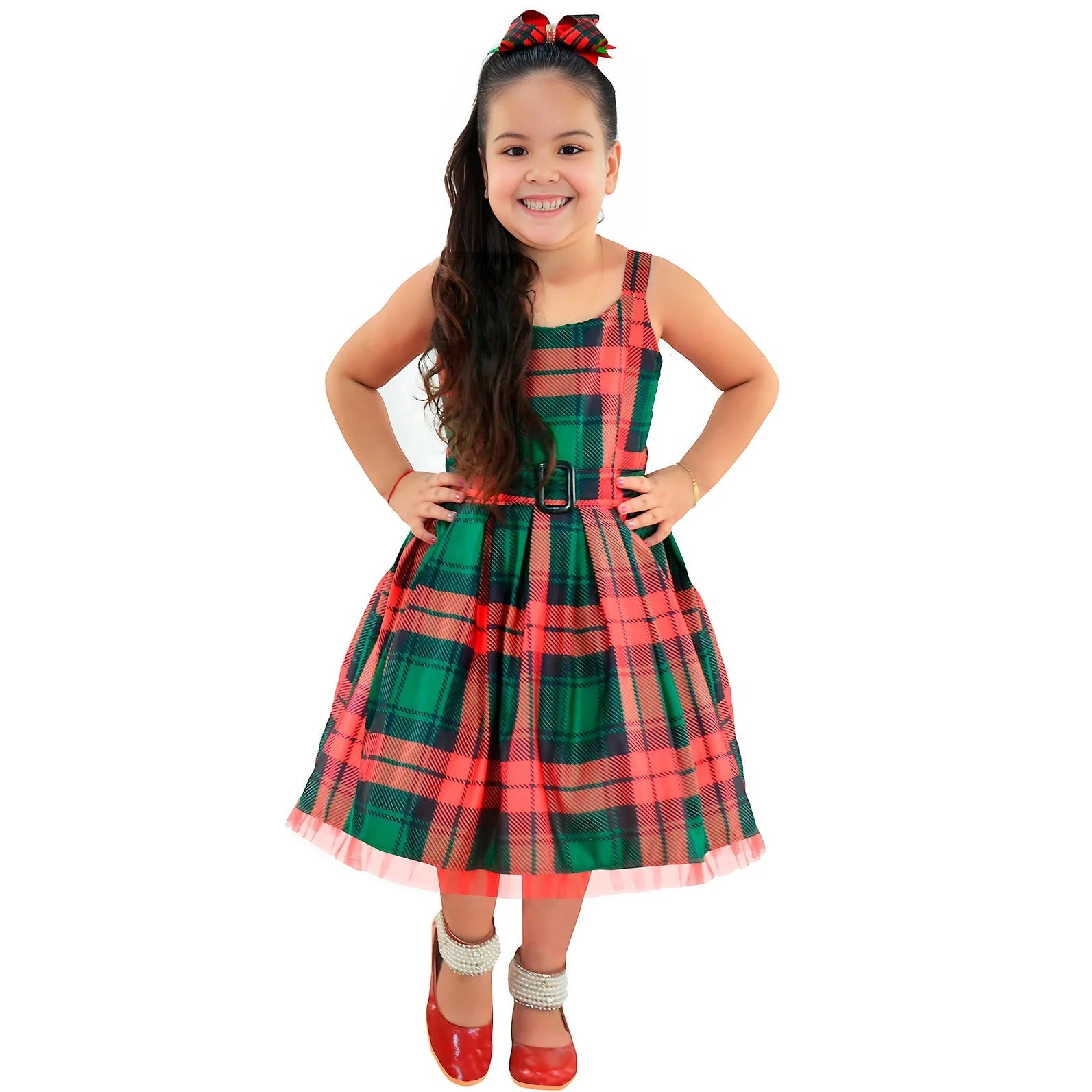 Plaid children's dress: Red and green for Christmas 8 US numeric Plaid children's dress: Red and green for Christmas 8 US numeric