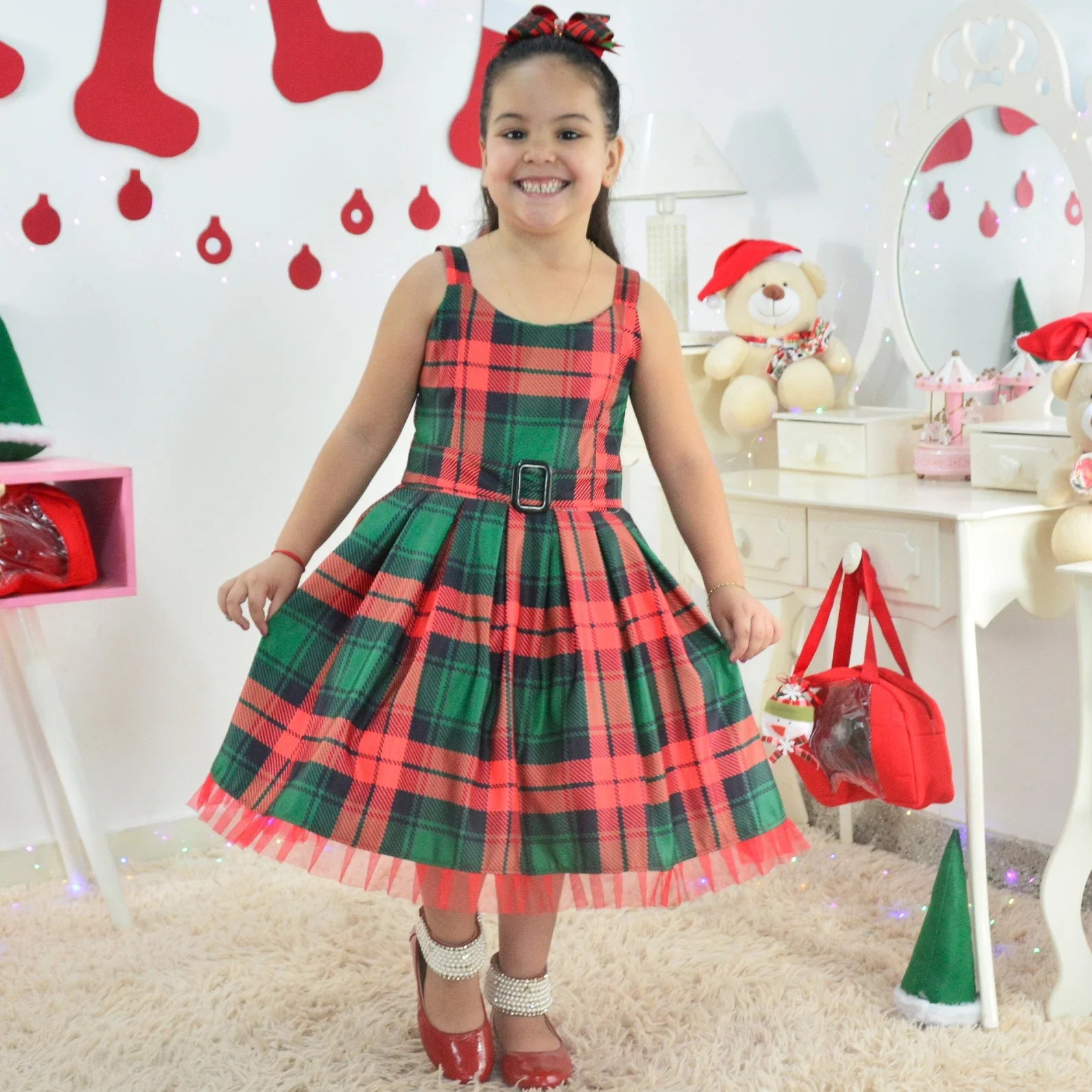 red and green gingham dress Girls: The Baileigh Red Tartan Plaid Dress – Shop the Mint