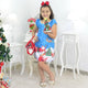 Santa Claus Girl Trapeze Blue Dress, Bag and Christmas Tree To Assemble