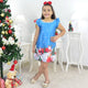 Vestido azul trapecio de niña de Papá Noel, vacaciones de Navidad